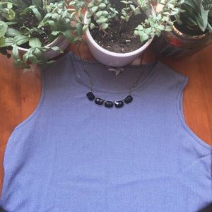 Sleeveless Black and White Houndstooth Blouse